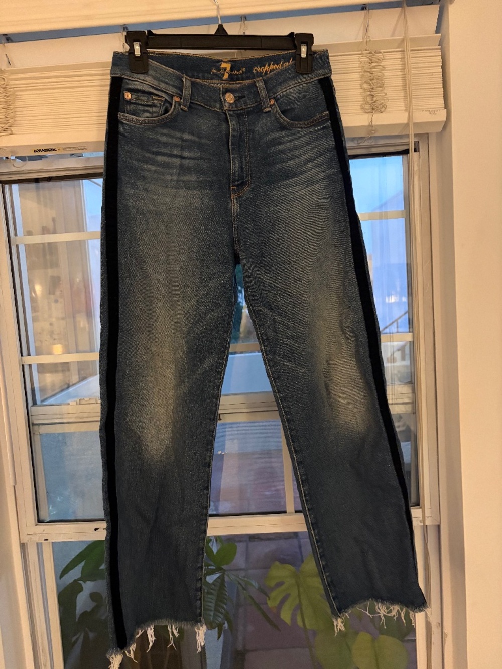 7 For All Mankind - Cropped Wide Leg Medium Wash Jeans, Size 27